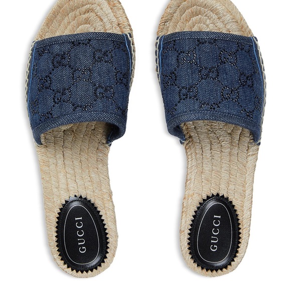 Gucci Womens jean espadrilles slides - Picture 2 of 9